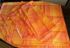 Labanny 3 tlg. Set Bettbezug 2 Kopfkissen und 1 Bettdecke orange rot kariert