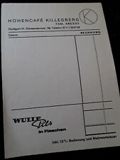 WULLE PILS Rechnungsblock Höhencafe Killesberg ca 1978 unausgefüllt Erbschaft