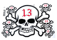 TOP Stickerbogen Aufkleber, Lucky Skull 13 Totenkopf, Decal, Biker, Race, Tuning