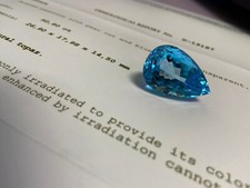 Blautopas lose loser Stein ca. 53 ct Tropfen Birne Schliff mit Zertifikat
