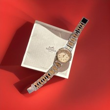 HERMES PARIS QUARTZ BICOLOR DAMEN UHR 25MM STAHL/GOLD CLIPPER STAHL ARMBAND