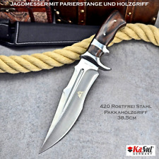 Jagdmesser SA89 | PAKKAHOLZ Griff Bowie Outdoor Messer 420 Stahl 30,5cm +Etui
