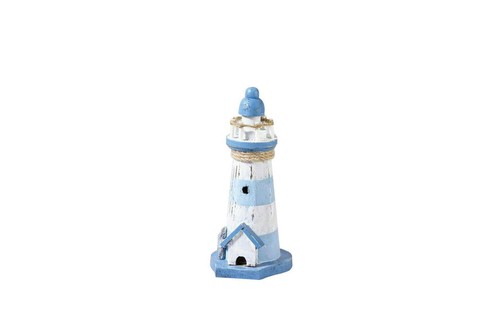 Leuchtturm holz blau weiß - holz,, blau/