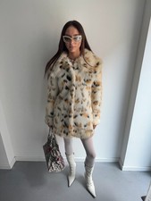 Faux Fur Coat Fake Fur Kunstfellmantel LE0-Optik Vintage Gr. M L NEUW!