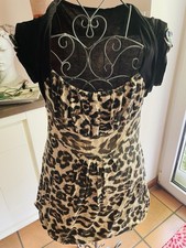 Tunika Bluse Shirt Leo Look Animal Print Gr. M  38 40 schwarz braun