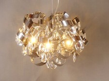Moderne Pendelleuchte Lampe  Silber Edelstahl Chrom Spiral 6 flammig