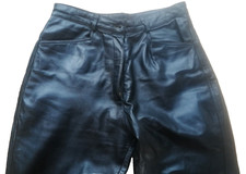 Herren klassische Leder Bleistifthose schmal gerades Bein Motorradhose Gebraucht