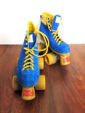 Original Rollrider Rollerskates, um 1980, türkis-gelb, 39