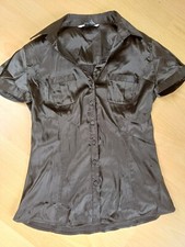 ZARA Damenbluse Kurzarm schwarz Gr. 38 Satin