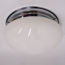 Deckenlampe Berliner Messinglampe Wandlampe 30 cm Plafoniere Chrom Glas weiß