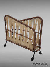 18258 bezaubernder 50/60er SERVIETTENHALTER/BRIEFHALTER Bastgeflochten Vintage