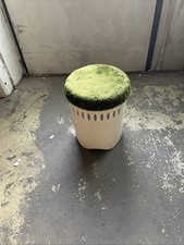70er Badezimmer Hocker, Wäschetonne  weiß grün Vintage