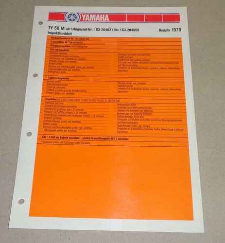 Inspektionsblatt yamaha 50 - ty,