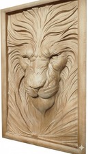 Holzrelief wandbild löwe - holzrelief,