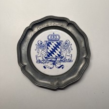 Wandteller Zink Keramik Motiv Bayern Wappen Wand Deko Durchmesser 16cm Antik