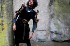 Vintage 80er Samt-Optik Kleid