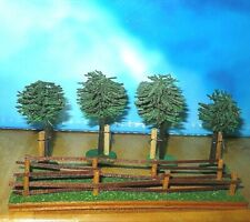 DDR Modelleisenbahn kleine Allee Park Garten junge Bäume Holz Draht Zaun HO Zaun