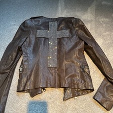 Camouflage Couture Lederjacke Damen Gr. 34 Braun Neuwertig Mit Strasssteinen