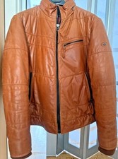 TRAPPER Herren Retro Cognac Echt Rindsleder Biker Jacke Motorrad .Grösse M/L 50