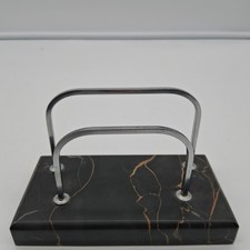 Vintage Zettelhalter Briefhalter Marmor/Metall Schwarz /Silber