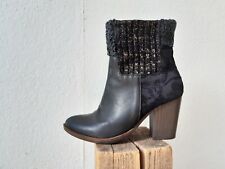 DESIGUAL Hippie LEDER Stiefel Materialmix Satin Fake Fur Glamour PATCHWORK 40 41