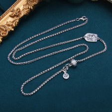 L37 Zopfkette 2 mm buddhistisch Gebetsrad drehbar Mantra Buddha Silber 925