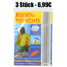 3 Stück Einweg Regenponcho