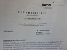 TÜV Gutachten Alufelge CW Binno B 930 8,5x18 5x100 VW Golf 4 Audi A3