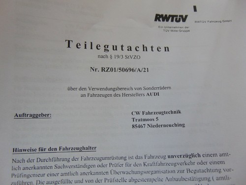 Tüv gutachten alufelge - tÜv,