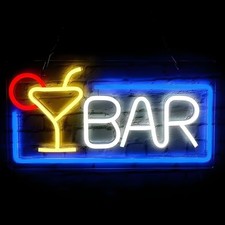 Neon LED BAR Schild Licht Deko Lampe Schriftzug Party Beleuchtung Café Reklame