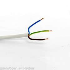 3x0,75 qmm PVC Stromkabel Meterware Anschlußkabel H05VVF 3G0,75 Weiß