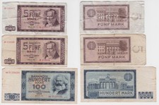 Banknoten 2 x 5 und 1 x 100