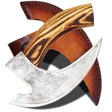 Handgefertigte Pizzaschneider-Axt Wikinger-Runen  Klinge 1095 Kohlenstoffstahl