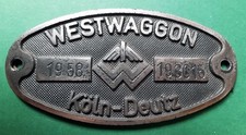 Waggonschild:  WESTWAGGON Köln - Deutz 1958, FNr. 193015