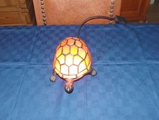 Tischlampe Tiffany  Schildkröte Bernsteinfarbenes Glas Metallfuß