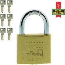 Burg Wächter Zylinder Vorhangschloss Boccia 450 50 6 Messing inkl.  6 Schlüßel