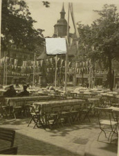 Foto Denkmal Jena ca. 1935 Fahne Kirche Marktplatz Biergarten