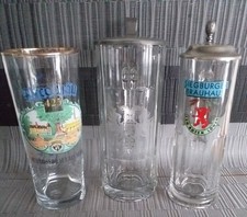 3 Biergläser 2 mit Zinndeckel