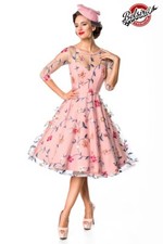 Kleid mit Blumenmuster Premium Blumenkleid beige weiß Rockabillykleid  Größe S