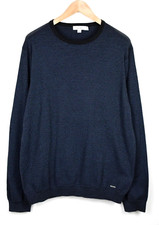 Calvin Klein Pullover Herren XL Marineblau Gestreift Rundhals Dünn Pullover