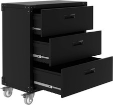 Werkzeugschrank mit 3 Schubladen, Schubladenschrank mit Rädern,Garagenschrank 