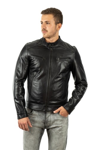 Herren echtleder jacke schwarz - herren,