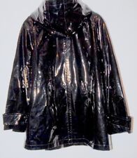Tolle Damen Hoch Glanz Lack PU Regenjacke + Kapuze Regen Jacke Mantel 36/S