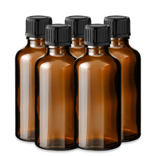 5x Glasflasche braun 50 ml mit