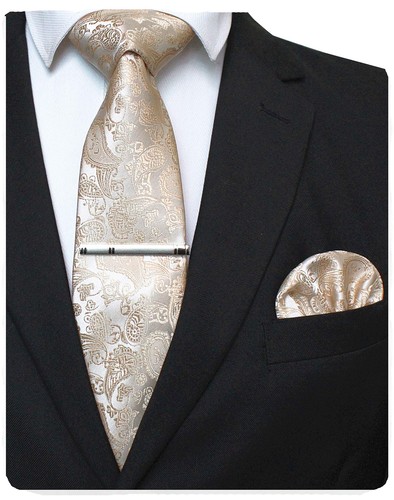 Gold krawatte paisley - gold,