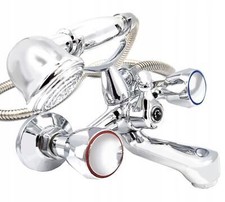 Retro Badewannenarmatur Set Bad Armatur Einhebel Wasserhahn + Dusch Handbrause