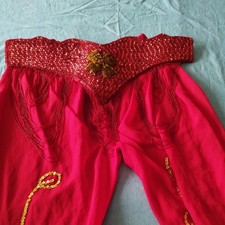  Bauchtanz: Gürtel zweiteilig und Hose , rot mit goldenen Pailletten/ Perlen
