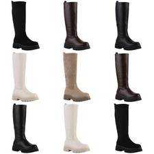 Damen Plateaustiefel Stiefel