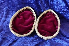 Antik französische religiöse Rosenkranz Box Schachte Etui Oster Ei Klosterarbeit