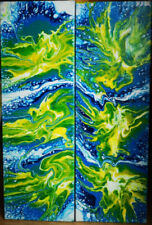 Acrylbild Abstrakte Kunst Original Fluid Painting Leinwand 20 x 60 (2 Bilder)